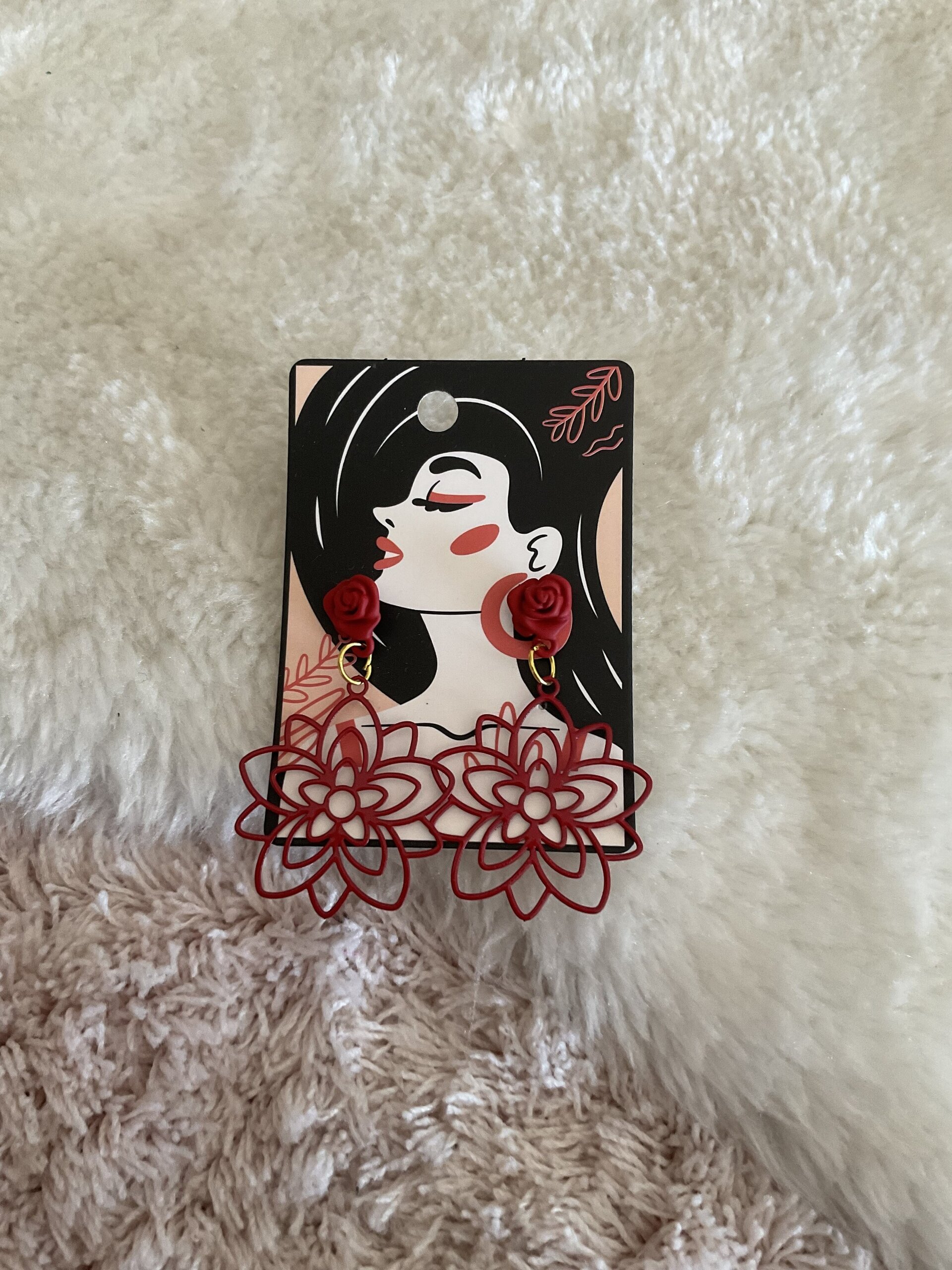 Pendientes flor roja - 4