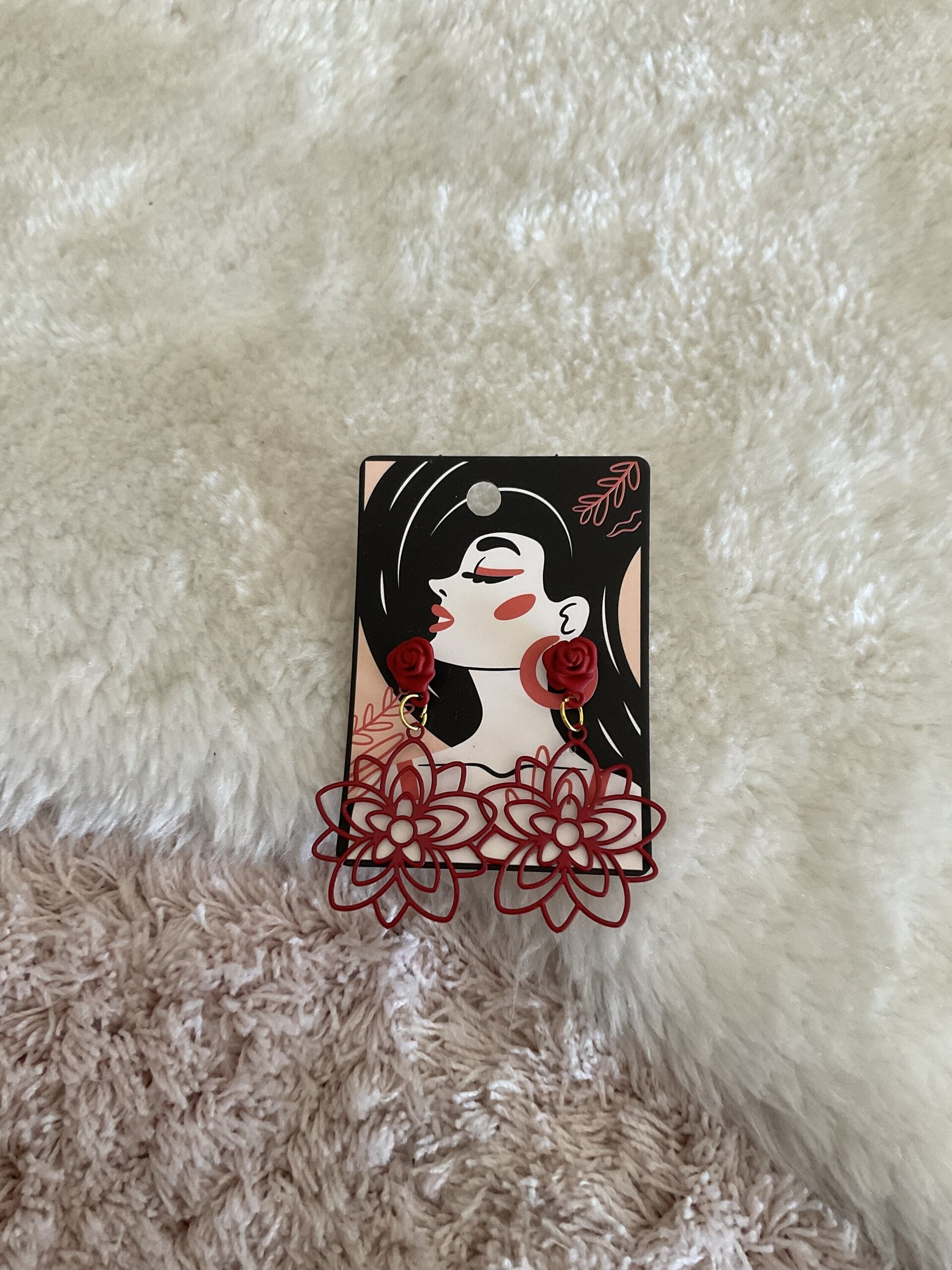 Pendientes flor roja - 3