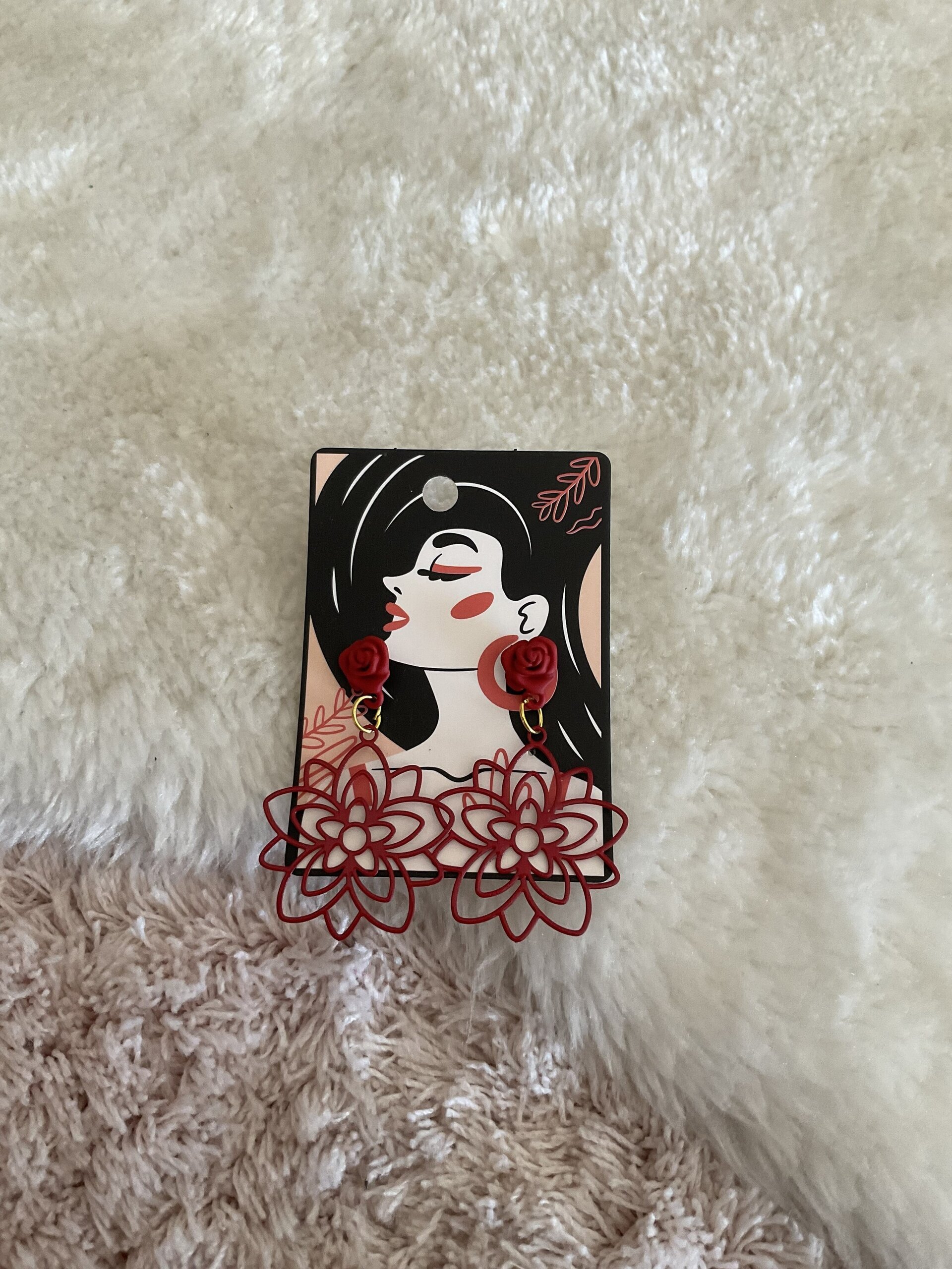 Pendientes flor roja - 1