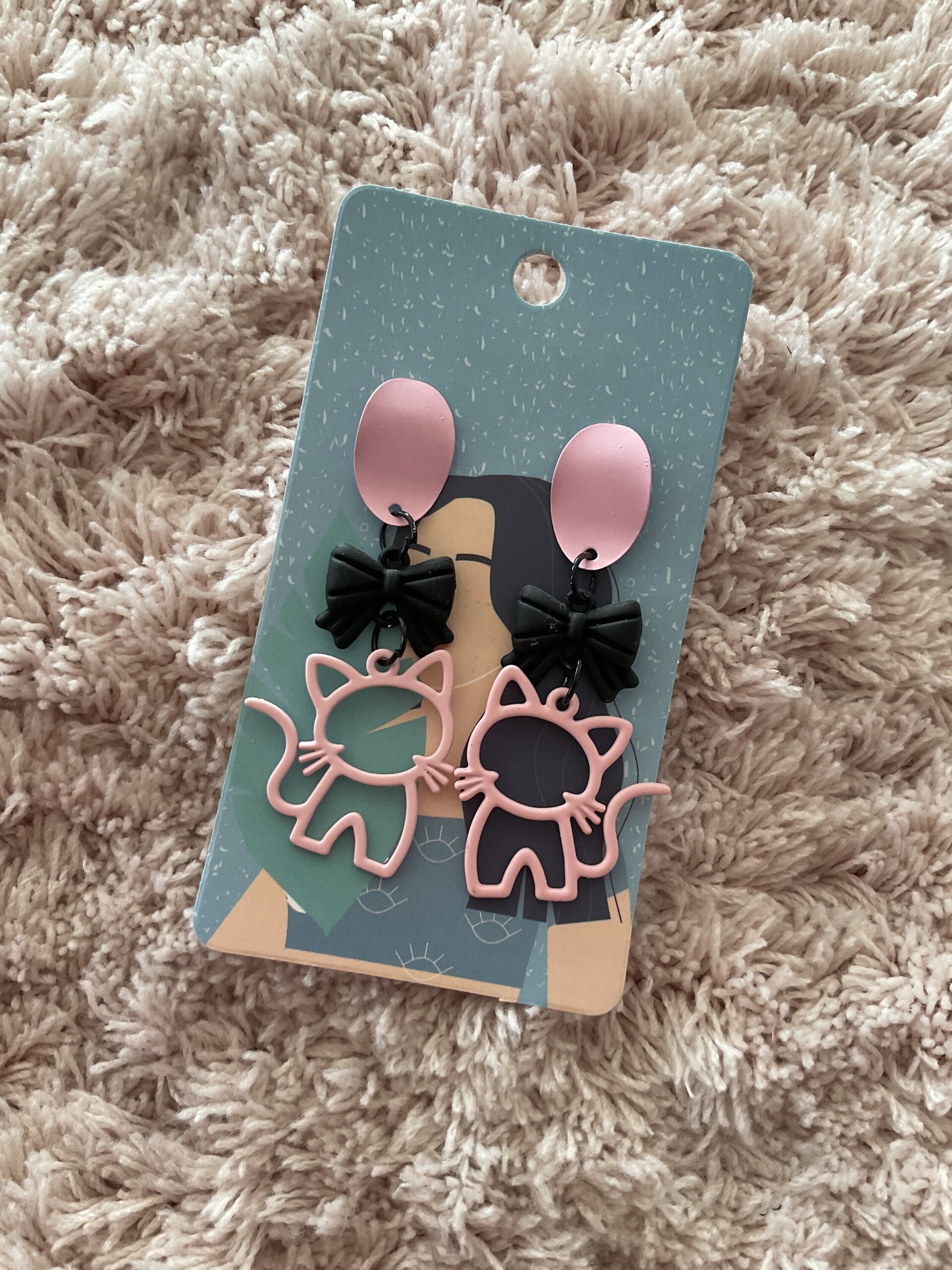 Pendientes gatitos rosas - 1