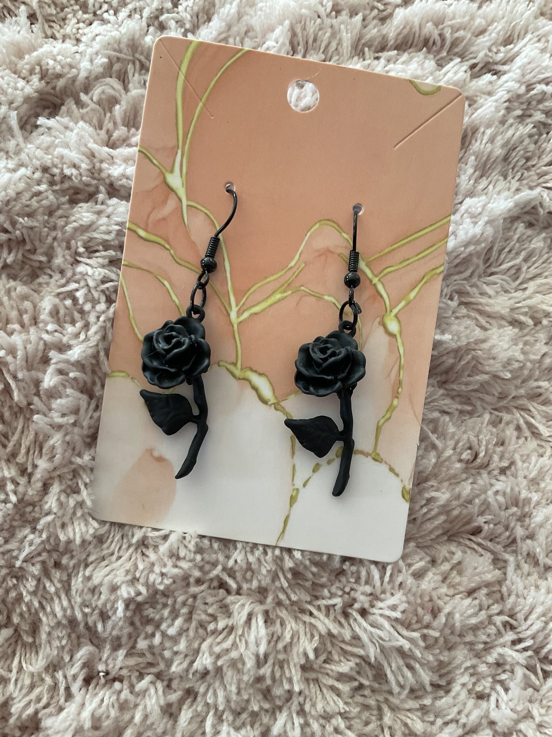 Pendientes rosa negra - 6