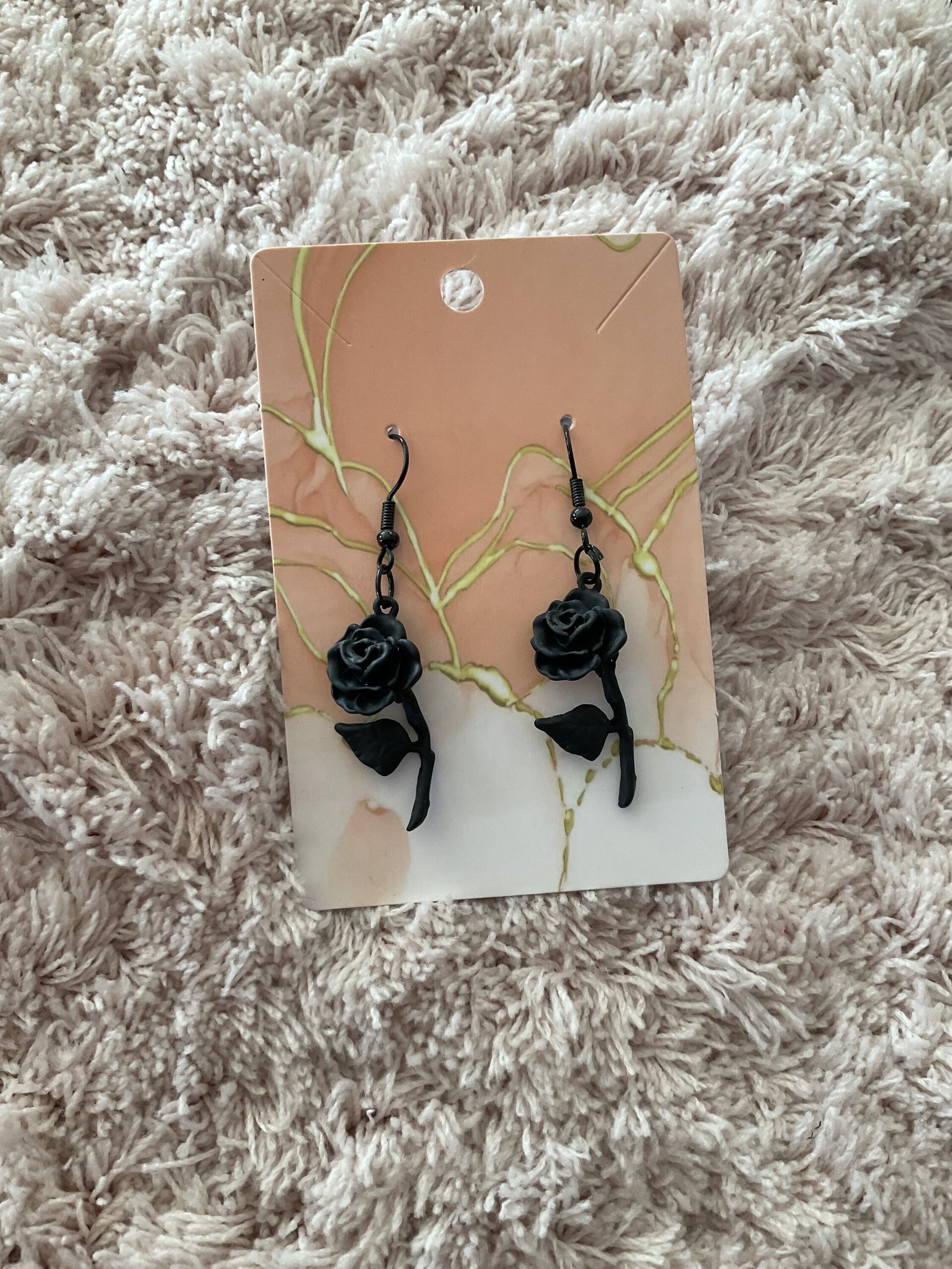 Pendientes rosa negra - 3
