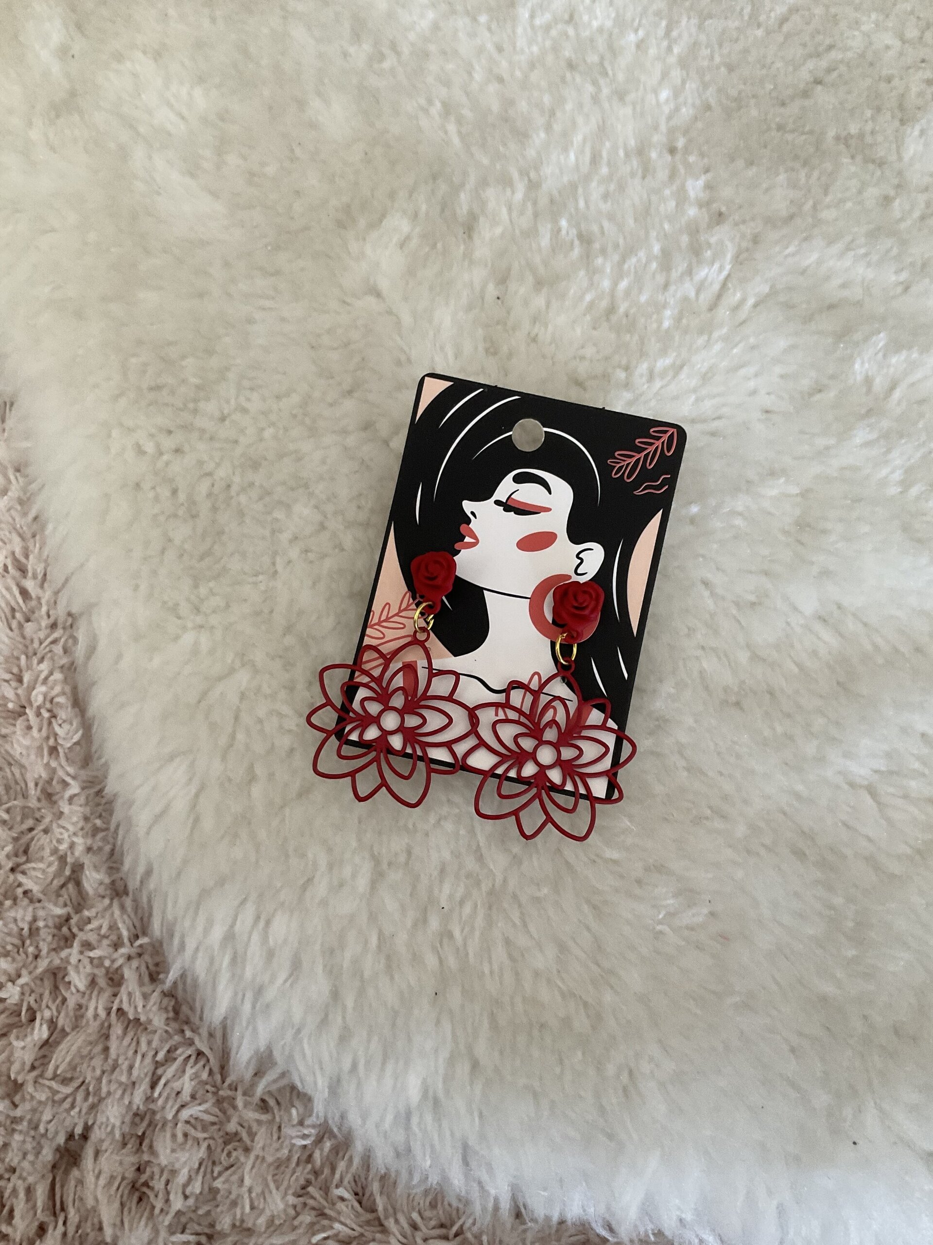 Pendientes flor roja - 10