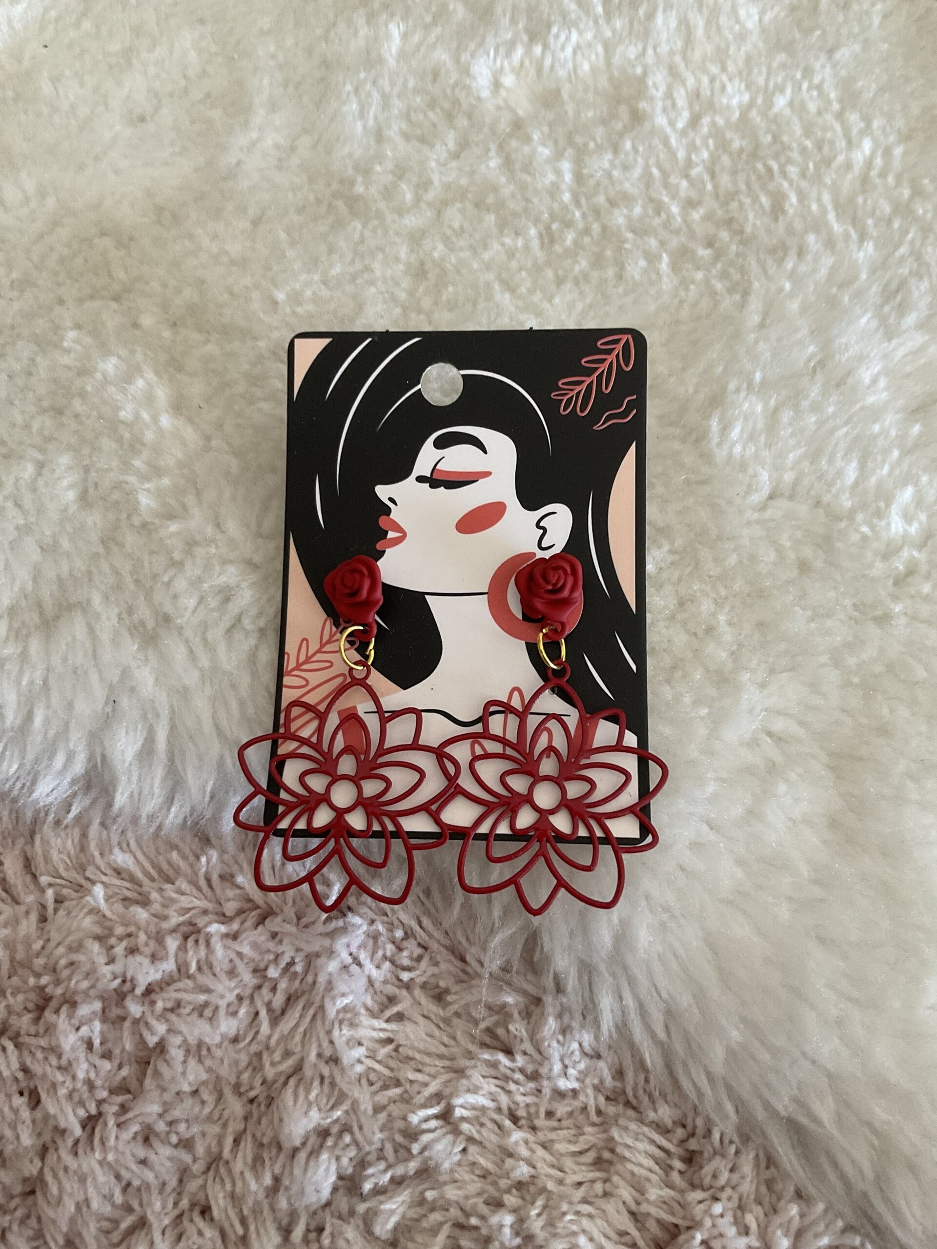 Pendientes flor roja - 6