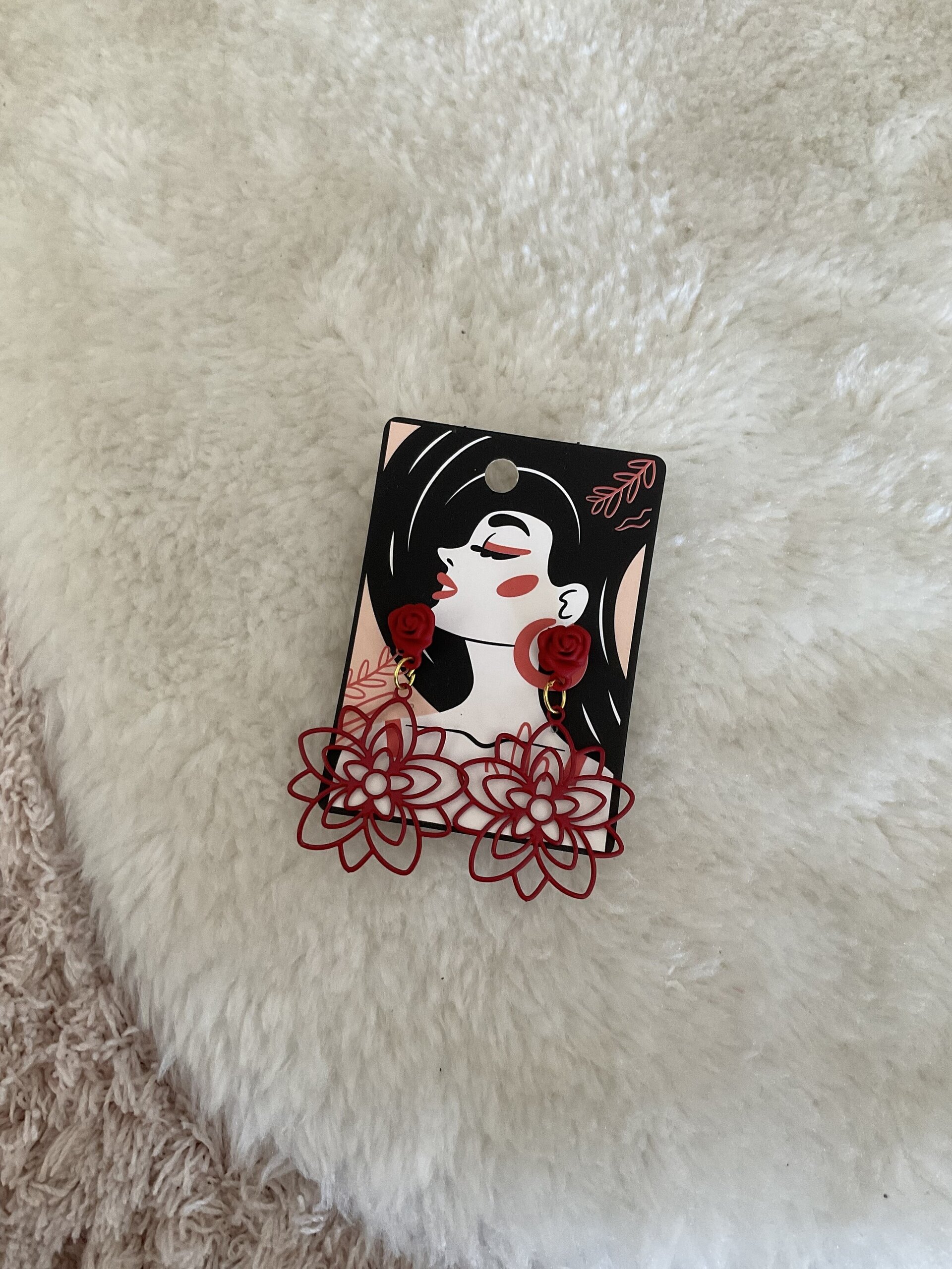 Pendientes flor roja - 2