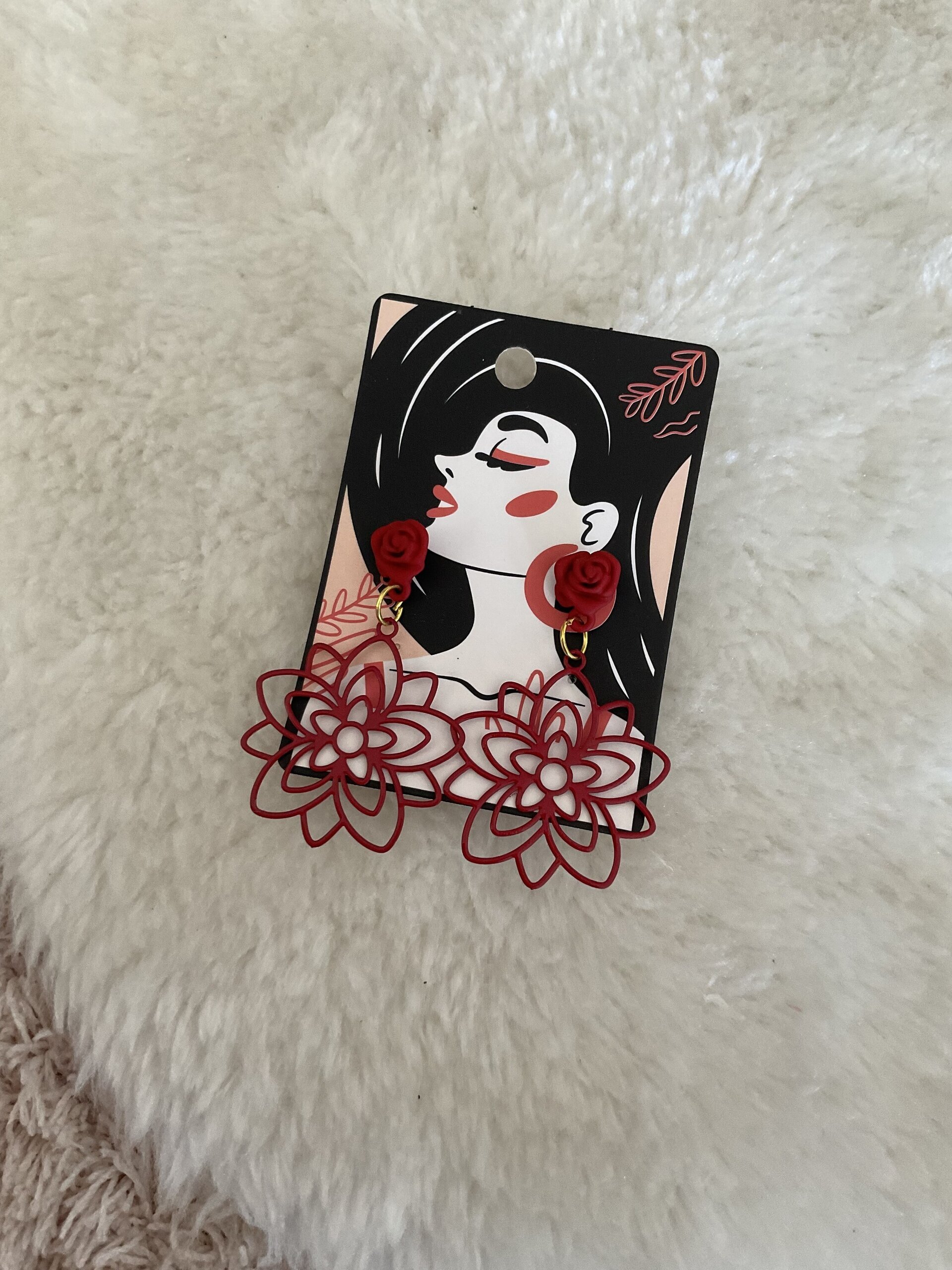 Pendientes flor roja - 11