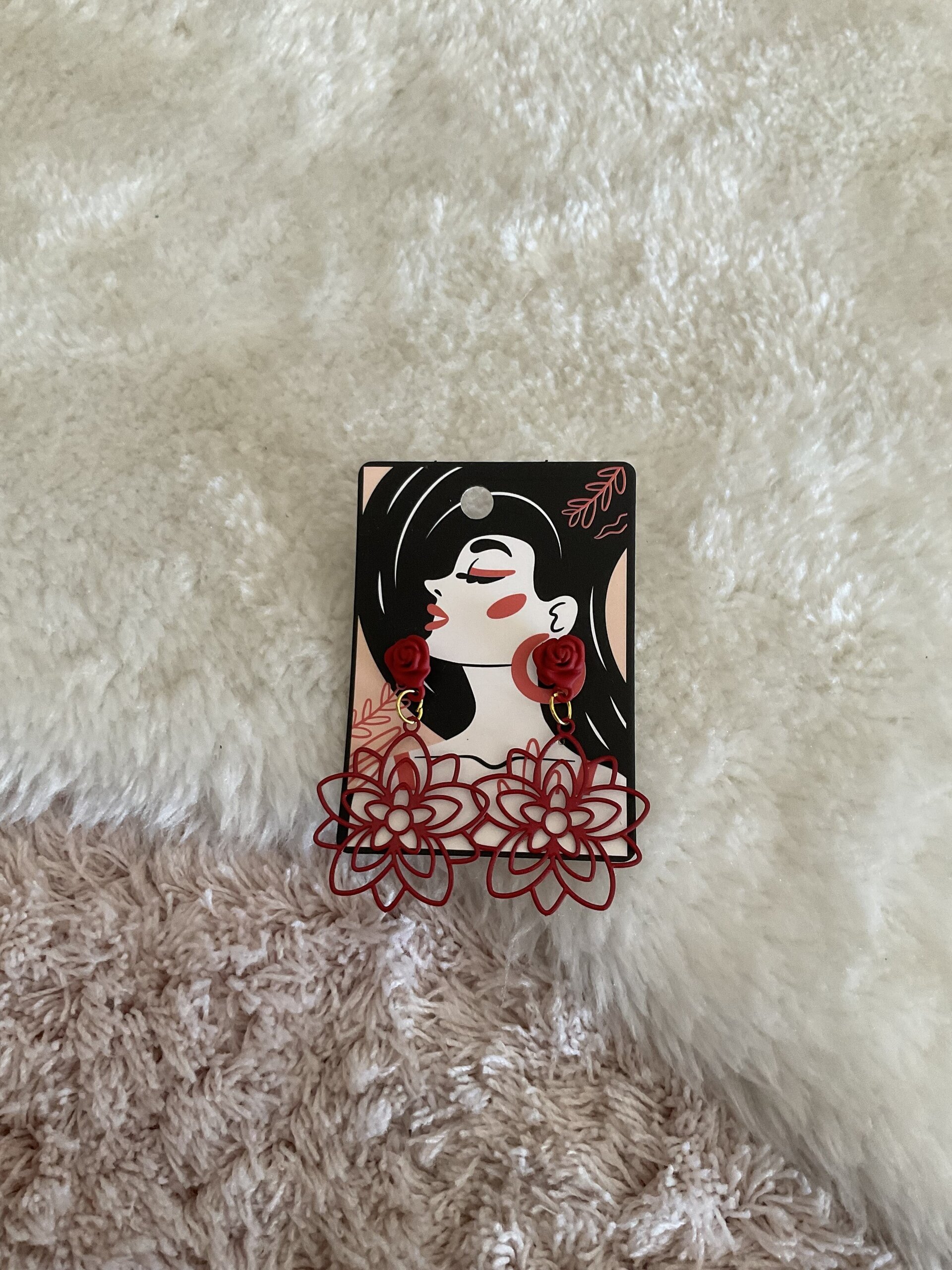 Pendientes flor roja - 5