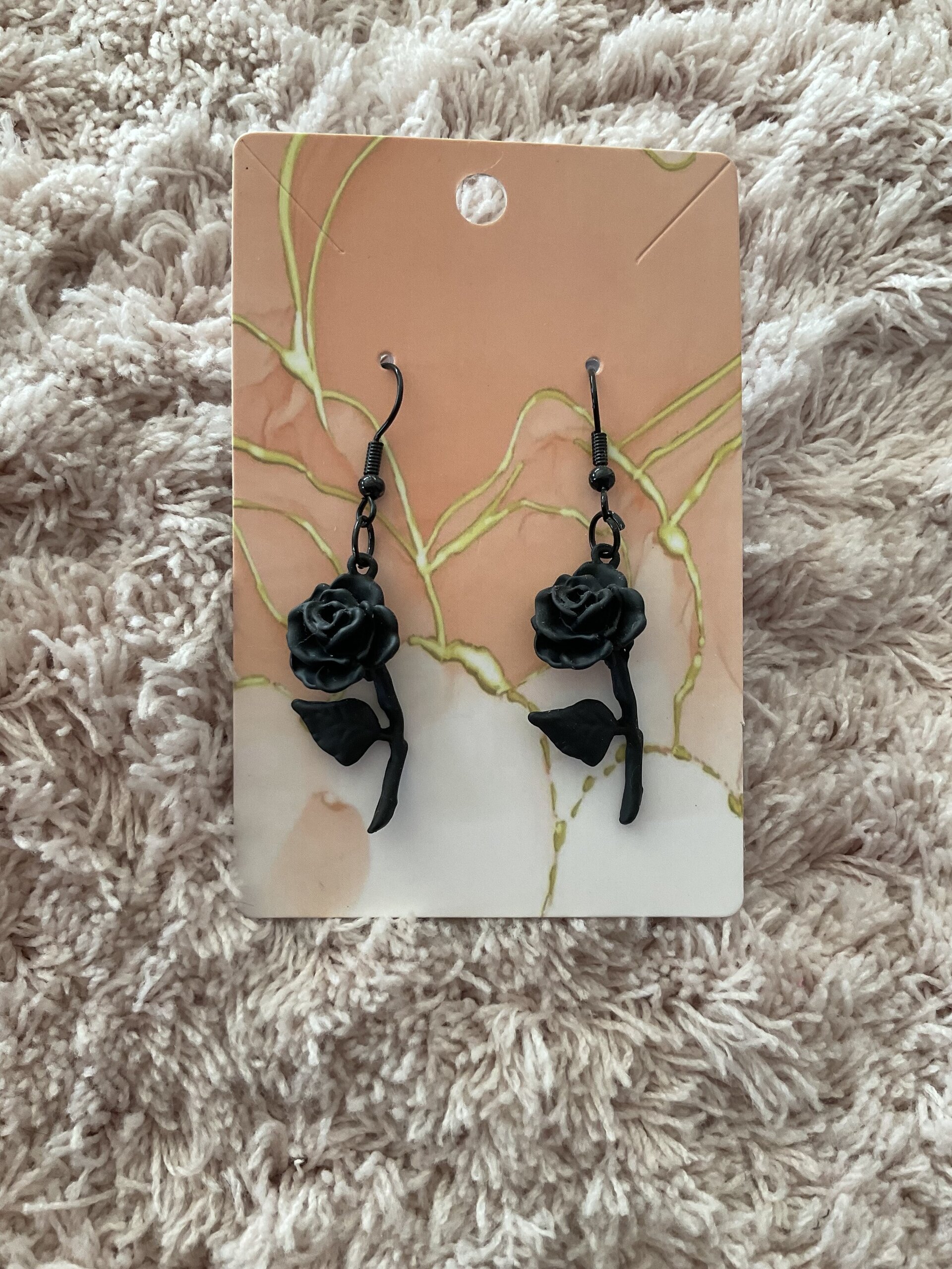 Pendientes rosa negra - 1