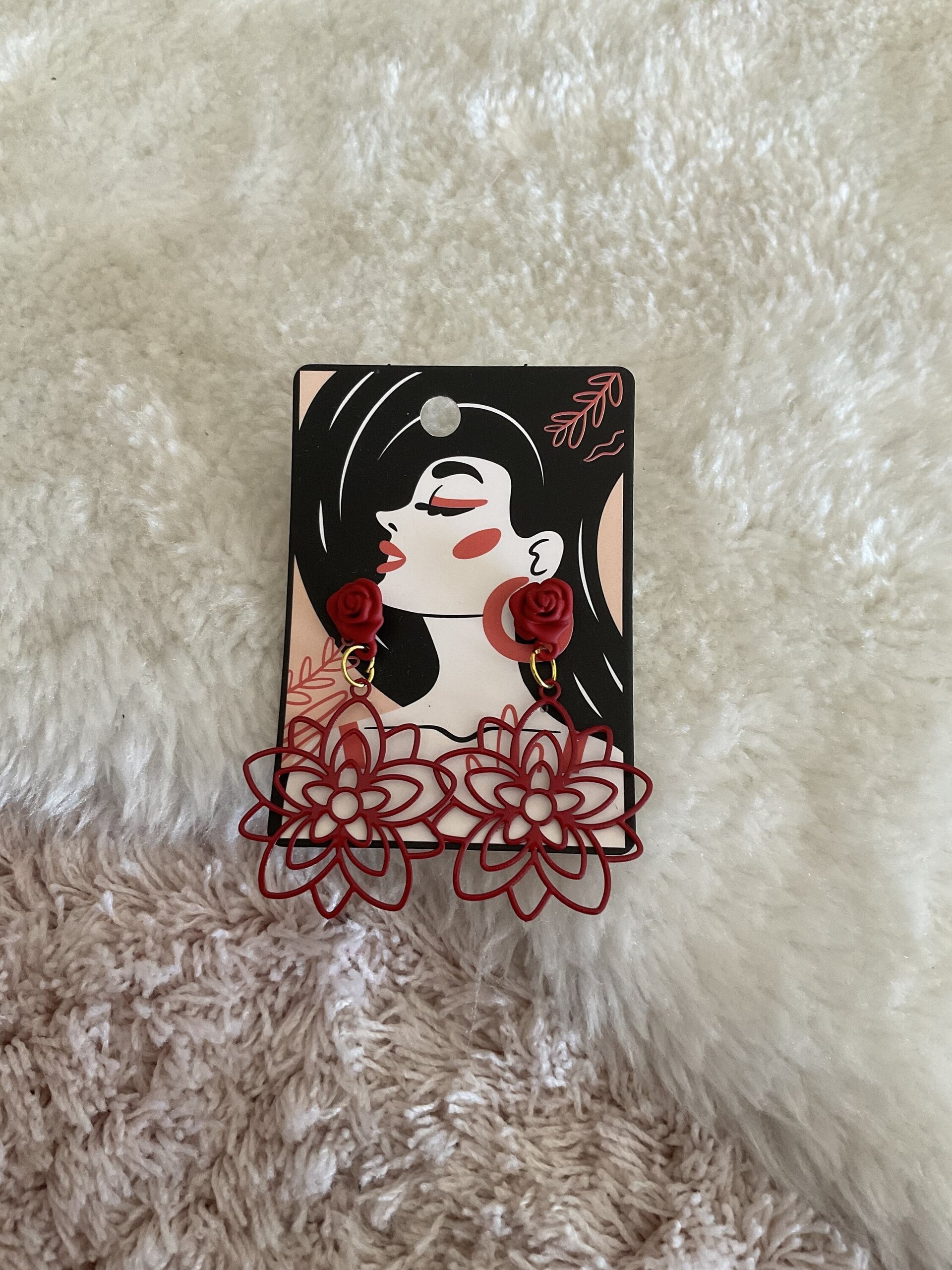 Pendientes flor roja - 7